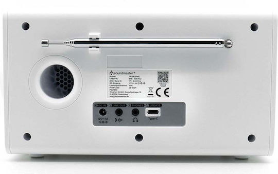 Soundmaster DAB900WE Tabletop Radio Rechargeable DAB+ with Bluetooth White