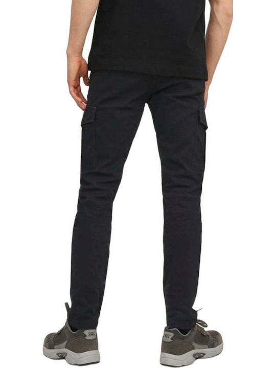 Trousers Cargo Elastic in Slim Fit Black