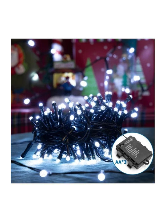 300 Luminite LED 15m. Alb rece Baterie tip Șir 1buc 300 Luminite LED 15m. Alb rece Baterie tip Șir 1buc