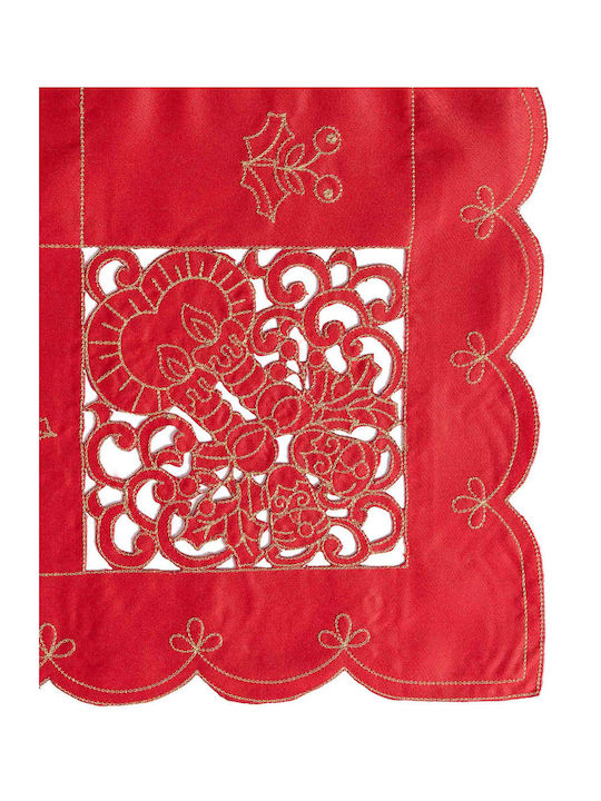 Silk Fashion Christmas Tablecloth Square Red L85xW85cm.