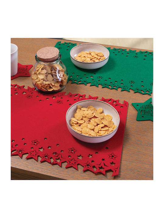 Nef-Nef Homeware Snow Set Weihnachtliche Platzsets Grün L30xB45xD2cm. 2Stück