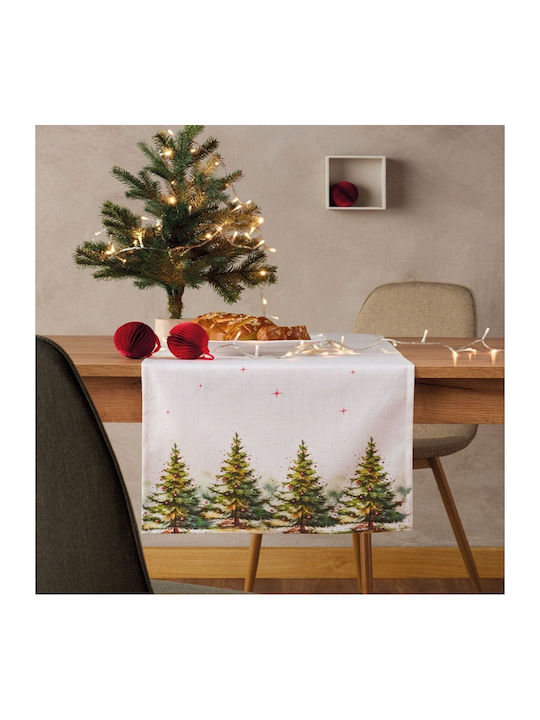 Kentia Christmas Tablecloth Runner Fabric Beige L45xW140cm.