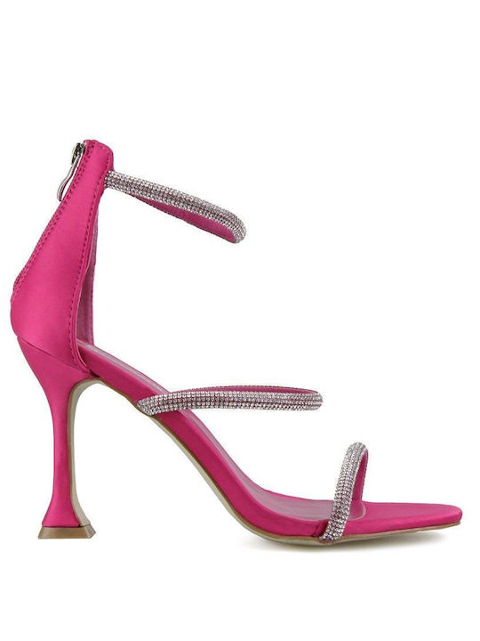 Silia D Fabric Women's Sandals with Strass Fuchsia