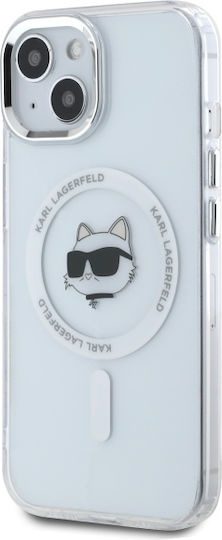 Karl Lagerfeld Iml Metal Choupette Head Magsafe Back Cover Plastic White (iPhone 15 Plus)