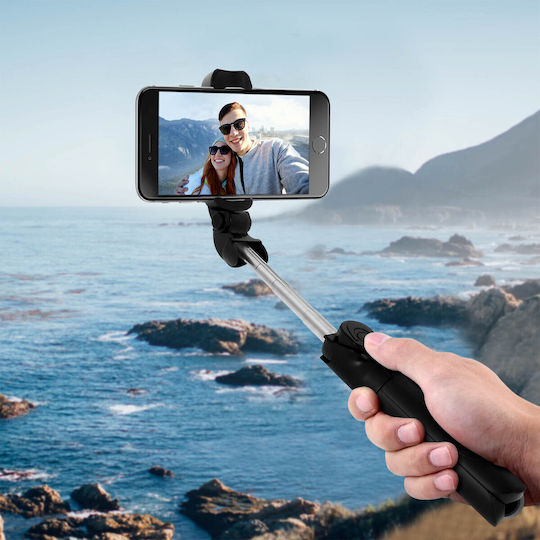 Selfie-Stick-Stativ Bluetooth-Fernbedienung Ausziehbarer Arm 68 cm Schwarz