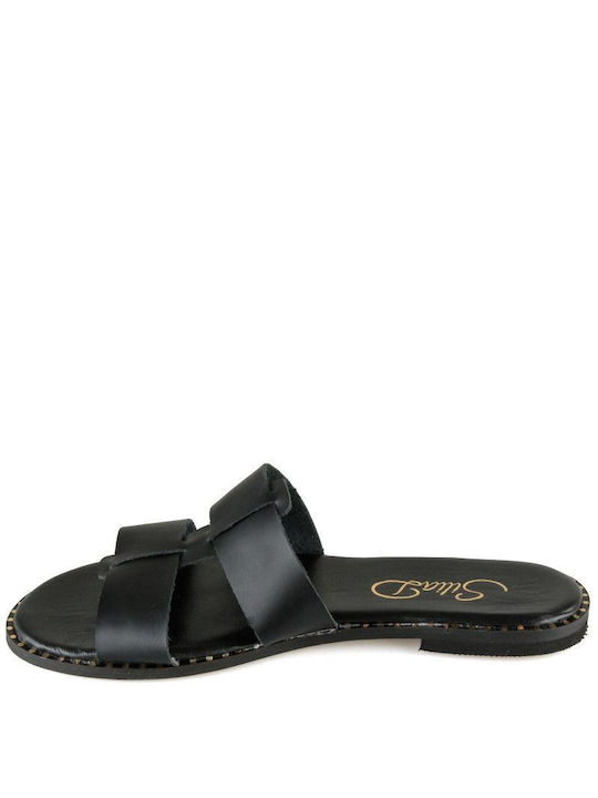 Black Leather Handmade Flat Sandal