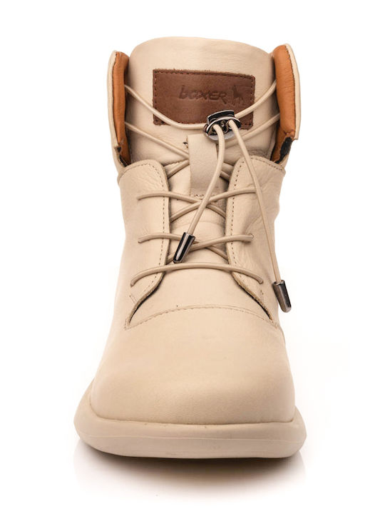 Leder Stiefeletten Damen Beige