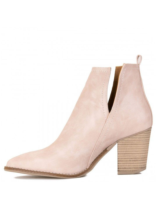 Nude Pointed Matte Ankle Boot with Side Openings