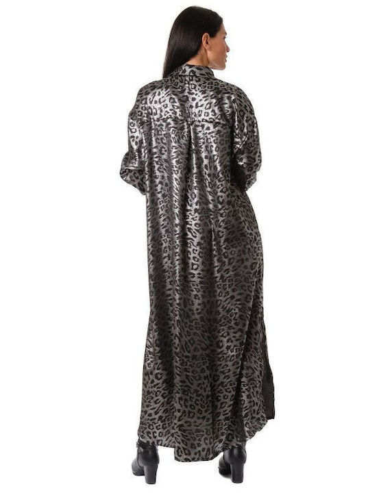 Maxi Abend Hemdkleid Silber