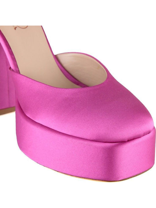 Fuchsia Satin Pump with Strap