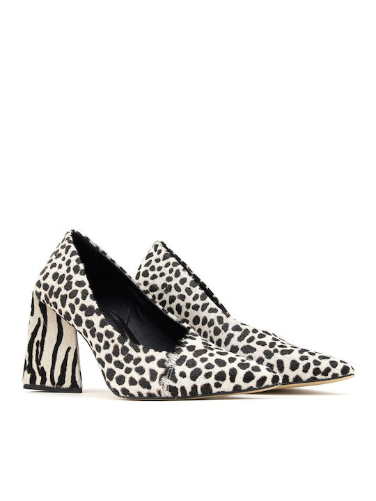 Carrano Leather White High Heels Animal Print