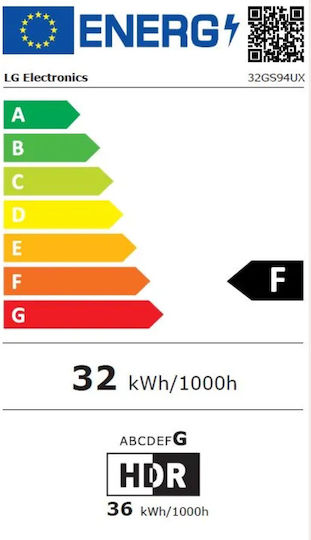 LG 32GS94UX OLED HDR Monitor 32" 4K 3840x2160 480Hz με Χρόνο Απόκρισης 0.03ms GTG