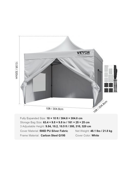 Vevor Tenda laterală Terasă Alb x3.048m