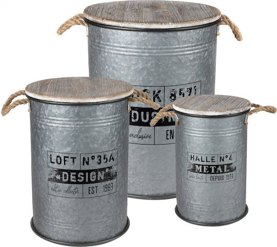 Σετ Μεταλλικά Κουτιά Αποθήκευσης 3 Τμχ 27x41 Cm 33,5x47 Cm 40x52 Cm Urban Living 54156