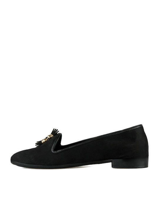 Schwarze Wildleder-Loafer Dekorativ