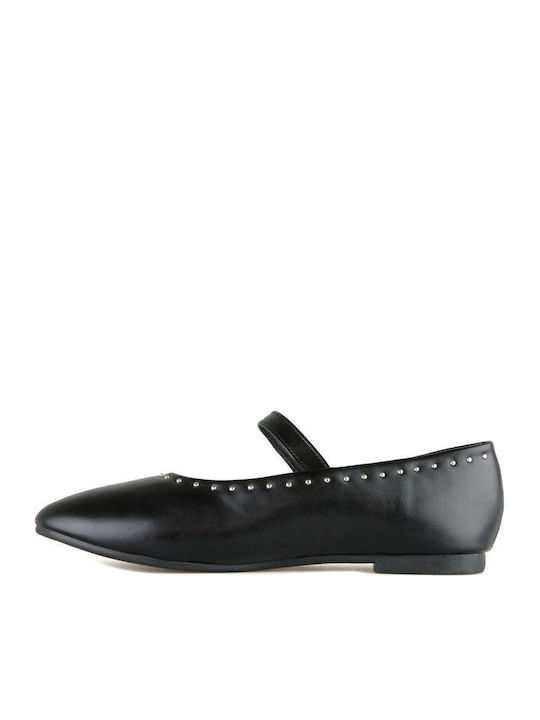 Schwarze Mary Jane Riemchen-Ballerina