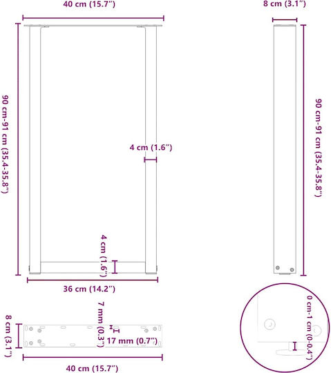 Vidaxl Couchtischbeine U-Form 2 Stk. Anthrazit 40 x 90-91 cm Anthrazit