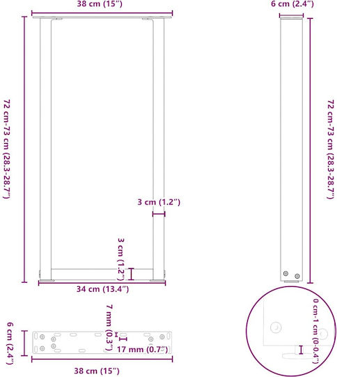 Vidaxl Coffee Table Legs U-Shaped 2 Pcs White 38x72-73 Cm White