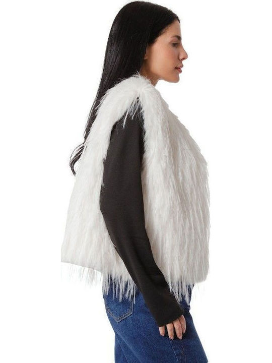 Women's Sleeveless Short Fur White