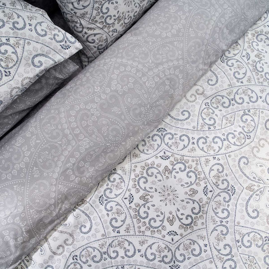 Vesta Home Cotton Duvet Cover Set 230x240cm Double With 2 Pillowcases Batic 1 Gray