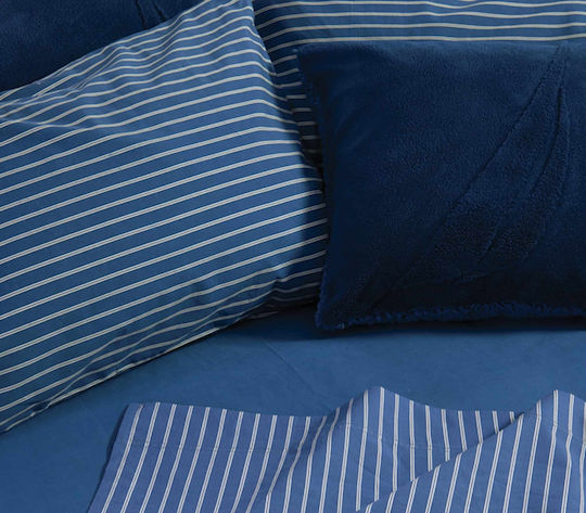 Nef-Nef Homeware Σετ Παπλωματοθήκη Βαμβακερή Υπέρδιπλη με 2 Μαξιλαροθήκες 240x220cm Nau Coast Navy