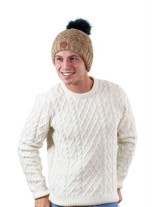 Cabaia Beanie Unisex Fleece Beanie Knitted in Brown color