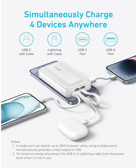 Anker Zolo Power Bank 10000mAh 30W με Θύρα USB-A και Θύρα USB-C Μαύρο