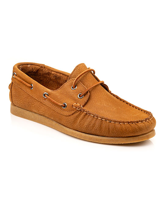 Boxer Men's Leather Boat Shoes Tabac Brown