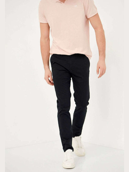 Hose Chino Elastisch in Normaler Passform Schwarz