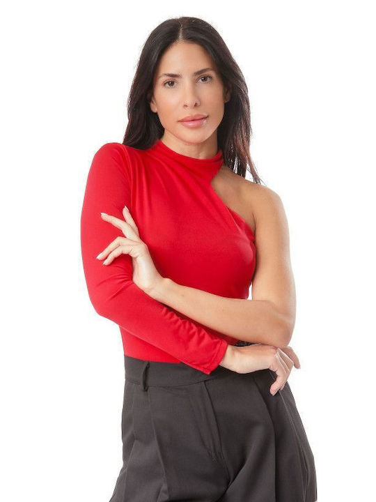 Silia D One Shoulder Bodysuit RED