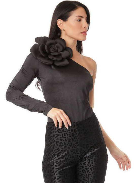 One Shoulder Bodysuit Black