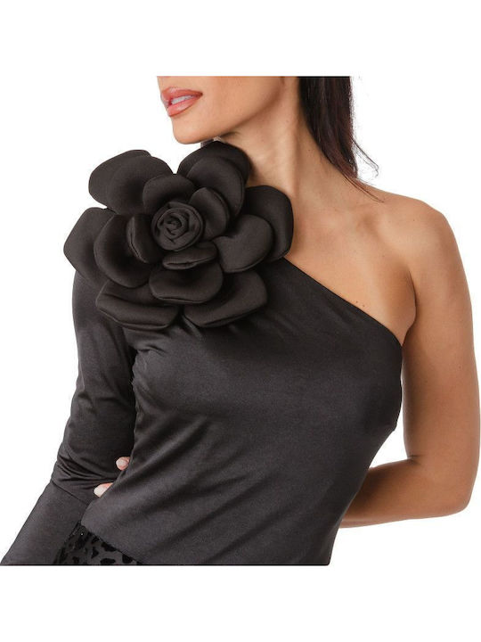 One Shoulder Bodysuit Black