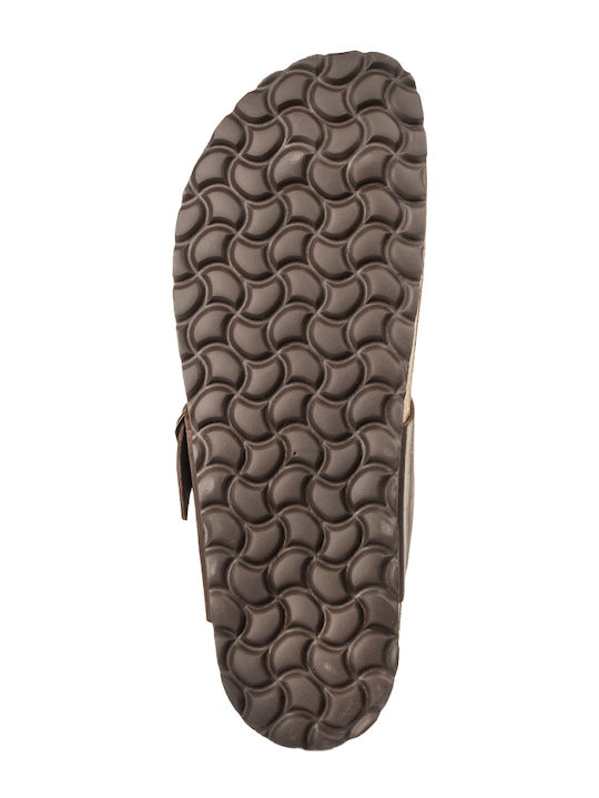 Leather Men's Sandals in Brown Color