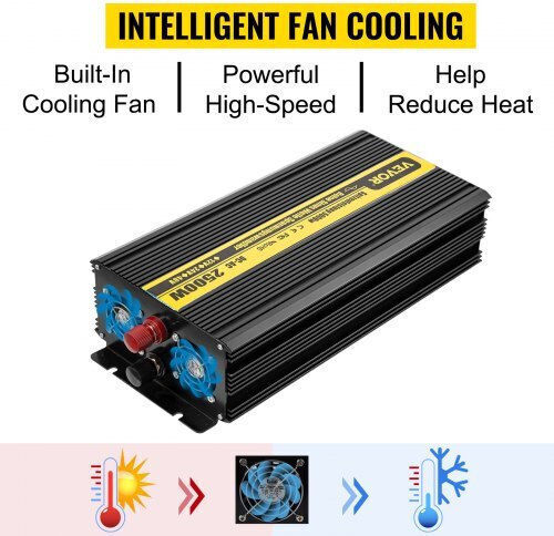Vevor Car Inverter Pure Sinewave 2500W to Converter 12V DC in 230V AC