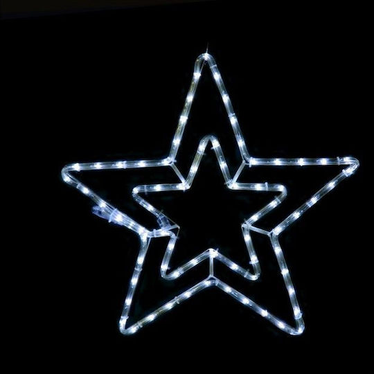 Aca Double Stars Χριστουγεννιάτικο Κρεμαστό Αδιάβροχο Αστέρι Φωτιζόμενο Πλαστικό Ψυχρό Λευκό 46x46εκ.