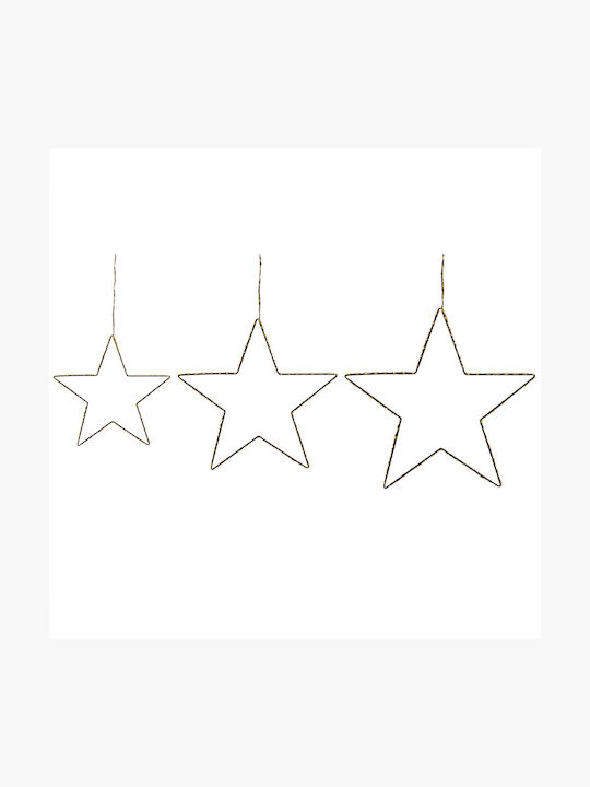 Beliani Lumarko Set 3 Silver Led Star Hanging Decorations Kunnari