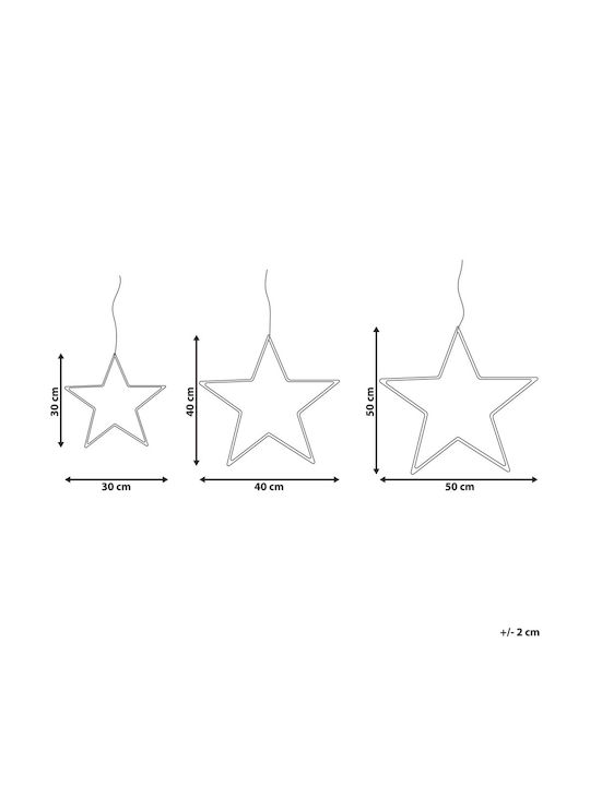 Beliani Lumarko Set 3 Silver Led Star Hanging Decorations Kunnari