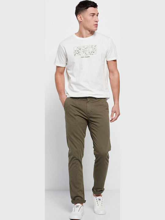 FBM007-00102 Trousers Chino Elastic in Straight Line khaki