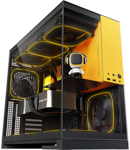 Geometric Future Model 5 Gaming Midi Tower Computer Case with Side Window Yellow