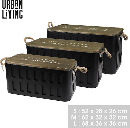 Σετ Μεταλλικά Κουτιά Αποθήκευσης 3 Τμχ 52x28x26cm 62x32x32cm 68x36x36cm Urban Living 54124