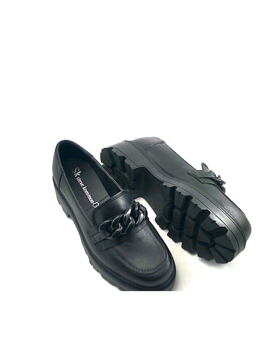 Steve Kommon Women's Leather Oxford Shoes Black