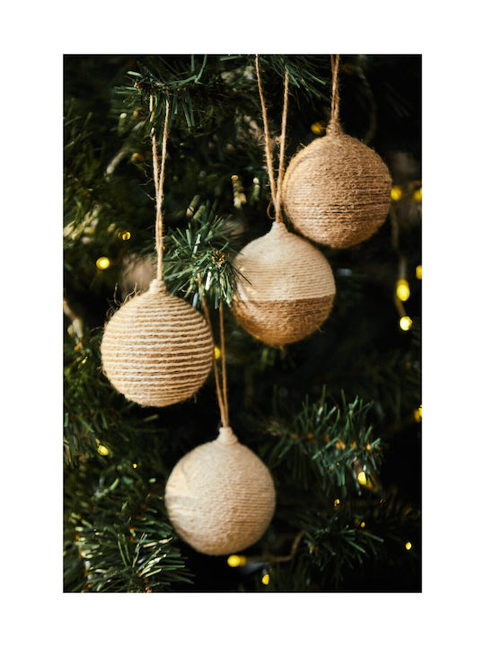 Hanging Ornament Set Beige 4pcs