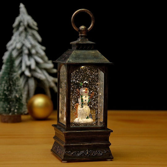 Ornament de Crăciun Lanternă cu Om de Zăpadă 10x10x27cm 1buc