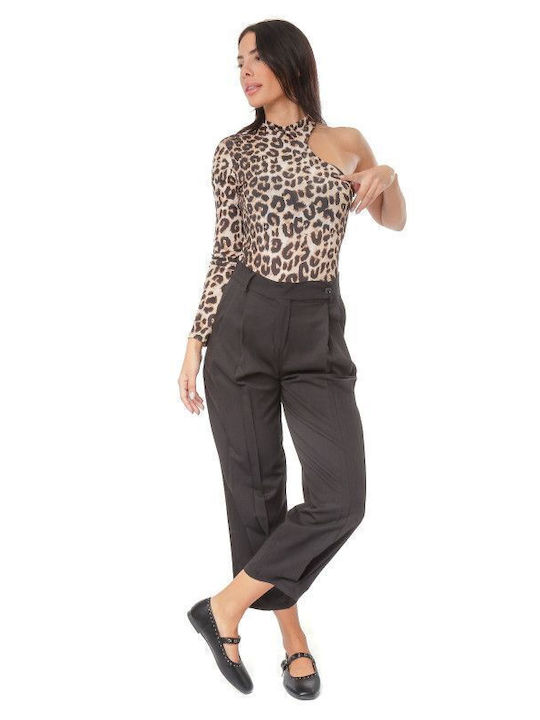 One Shoulder Bodysuit Animal Print
