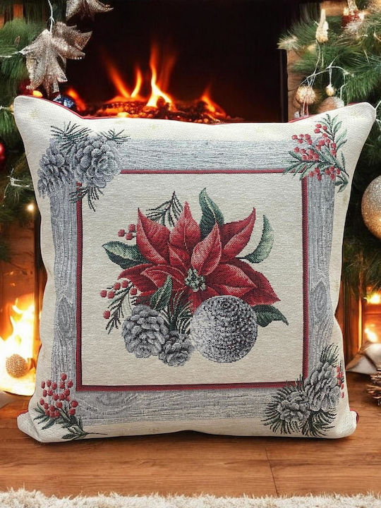 Linea Home Weihnachtsdekorativer Kissenbezug Quadratisch Xmas Box Silver 45x45cm