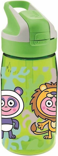 Laken Animals Tritan Plastic Kids Water Bottle with Straw Green 450ml