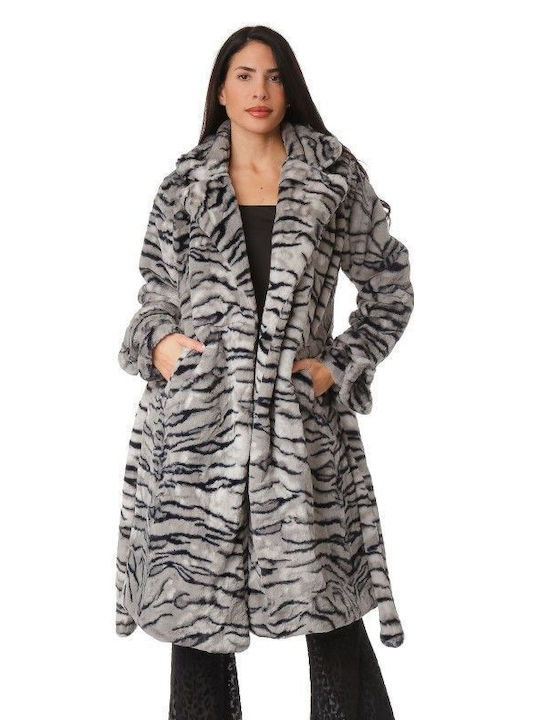 Silia D Women's Long Fur Animal Print