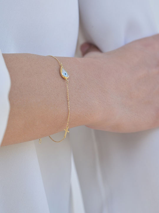 Kritsimis Bracelet with design Eye made of Gold 14K