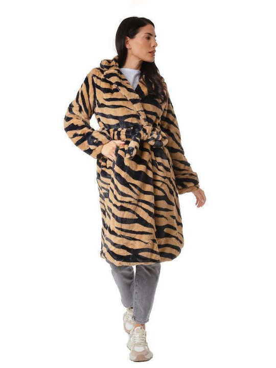 Women's Long Fur Animal Print