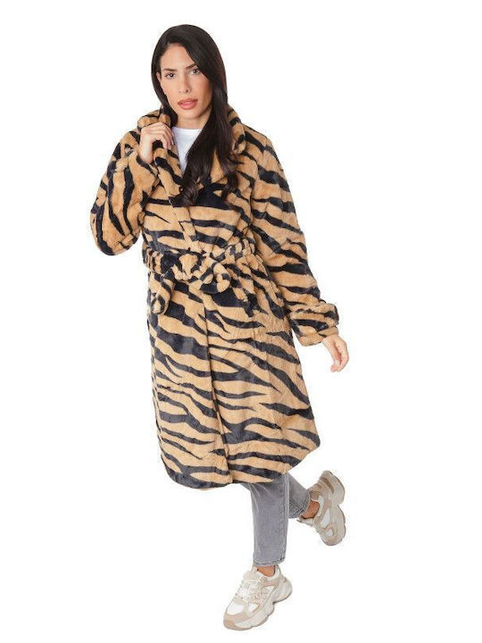 Women's Long Fur Animal Print